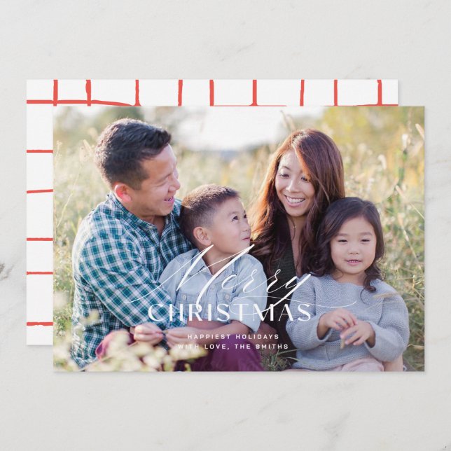 Elegant Christmas Card with White Text (Front/Back)