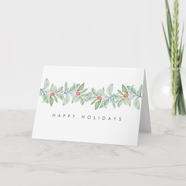 Elegant Christmas Cards Watercolor Botanicals (Front)