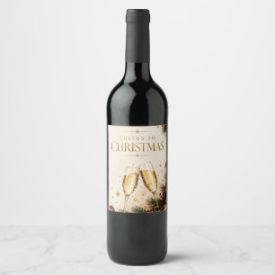Elegant Christmas,Champagne Toast Luxury Holiday Wine Label