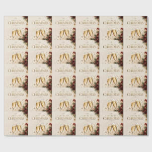 Elegant Christmas,Champagne Toast Luxury Holiday Wrapping Paper