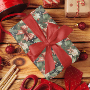 Elegant Christmas Cheer Candy Canes Bow Wrapping Paper