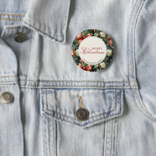 Elegant Christmas Cheer Personalised 6 Cm Round Badge