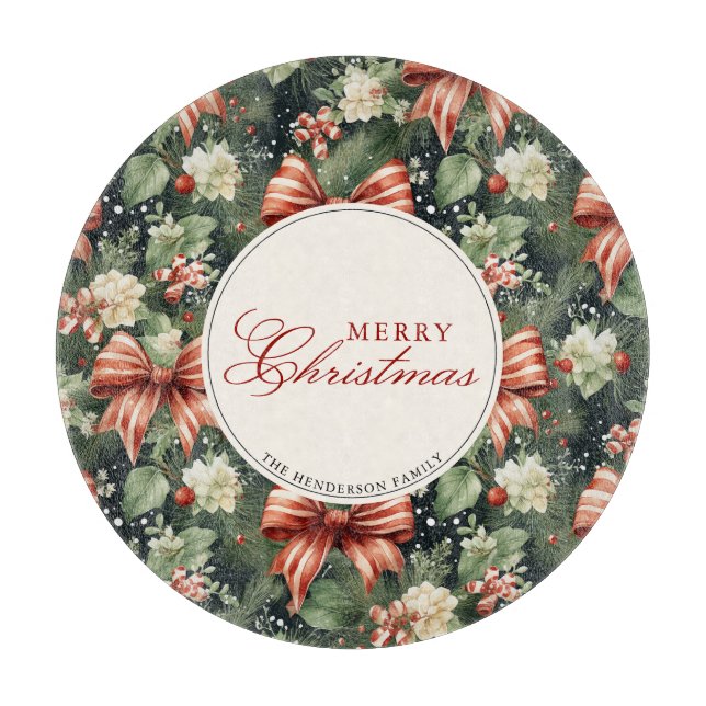 Elegant Christmas Cheer Personalised Cutting Board (Front)