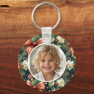 Elegant Christmas Cheer Personalised Key Ring