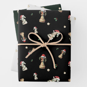 Elegant Christmas Chess Wrapping Paper Sheets