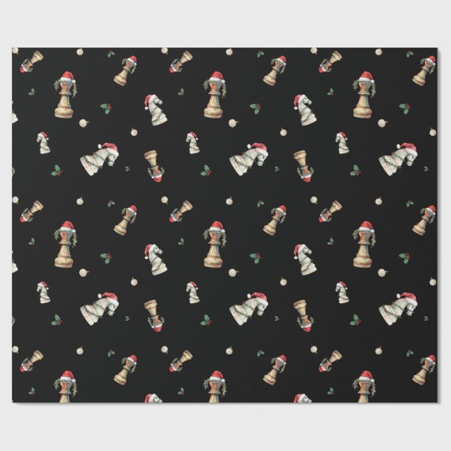 Elegant Christmas Chess Wrapping Paper Sheets (Flat)