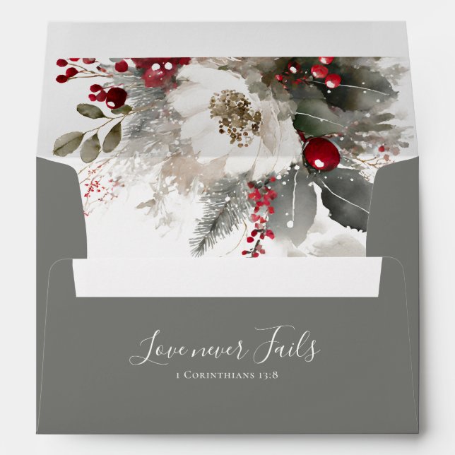 Elegant Christmas Christian Bible Wedding Silver Envelope (Back (Bottom))