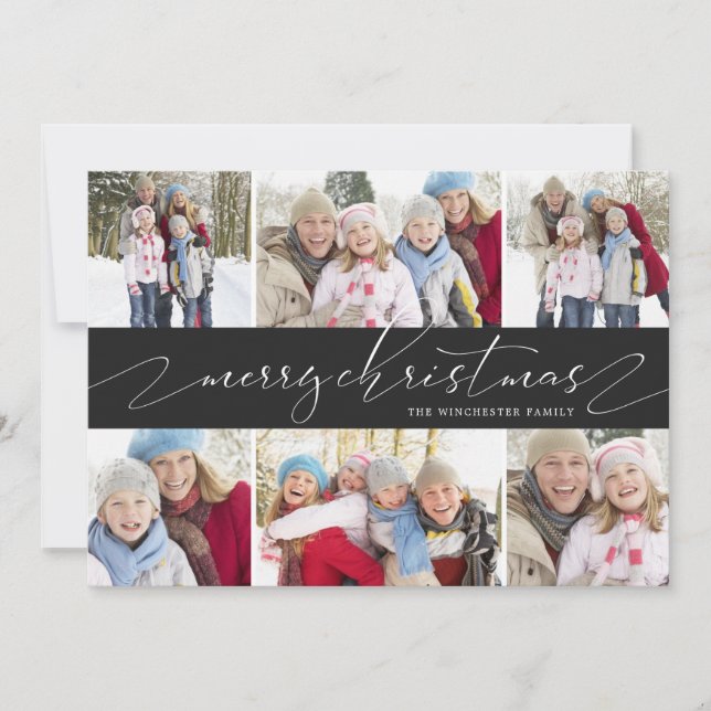 Elegant Christmas Collage 6 Photo Holiday Card (Front)