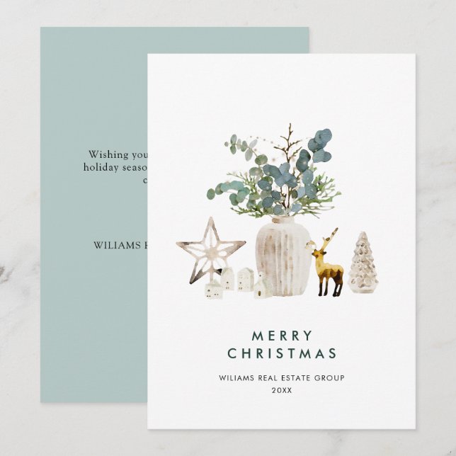Elegant Christmas Composition Corporate Greeting Holiday Card (Front/Back)