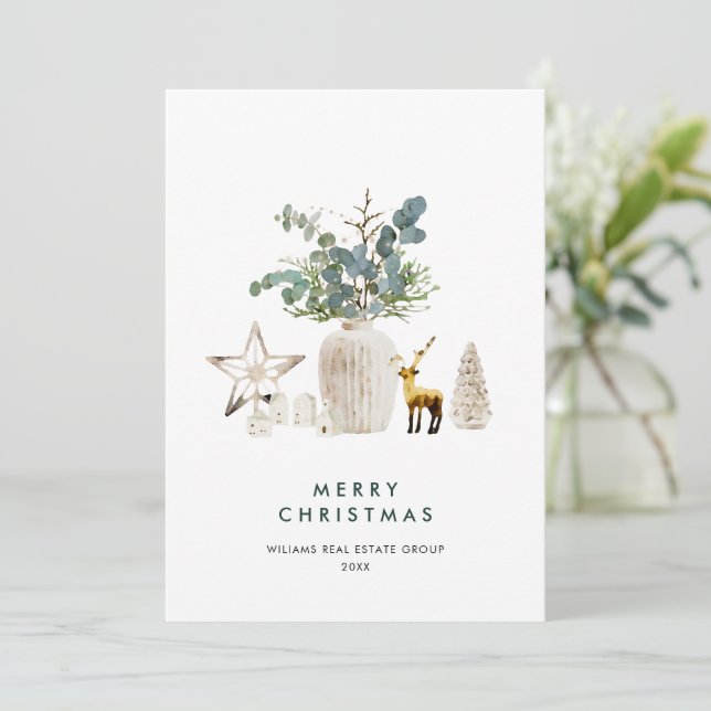 Elegant Christmas Composition Corporate Greeting Holiday Card (Standing Front)