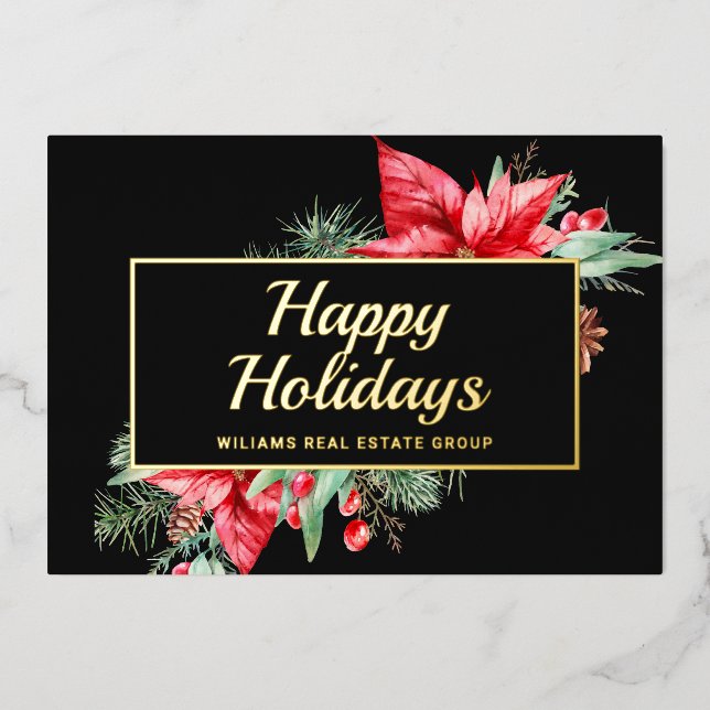 Elegant Christmas Corporate Greeting Gold Foil Holiday Card (Front)