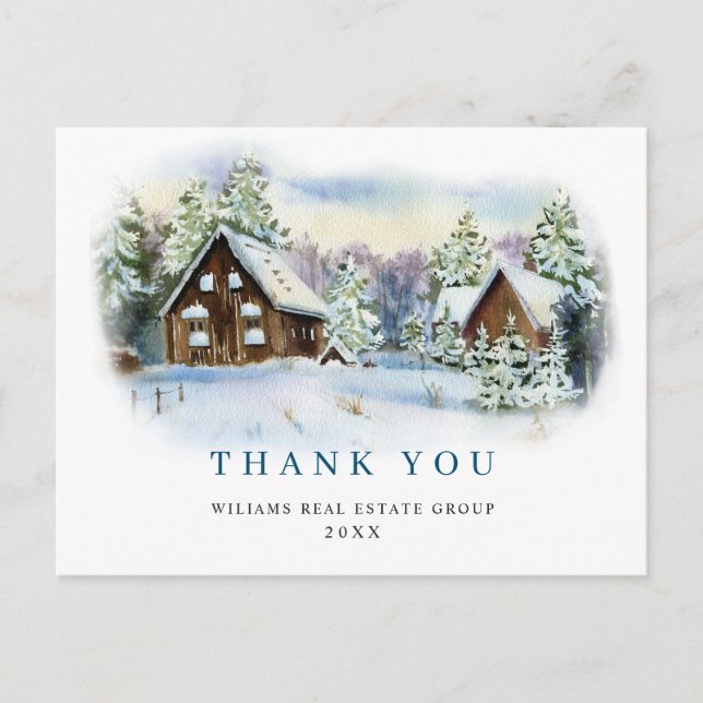 Elegant Christmas Corporate Thank You Postcard (Front)
