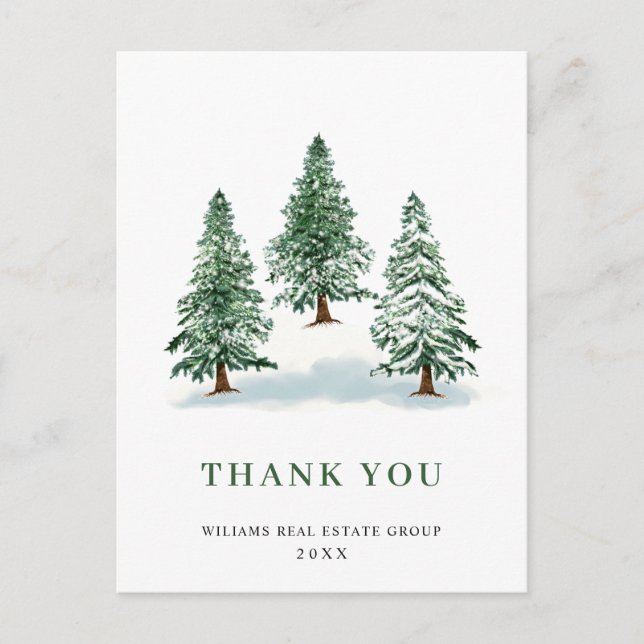 Elegant Christmas Corporate Thank You Postcard (Front)