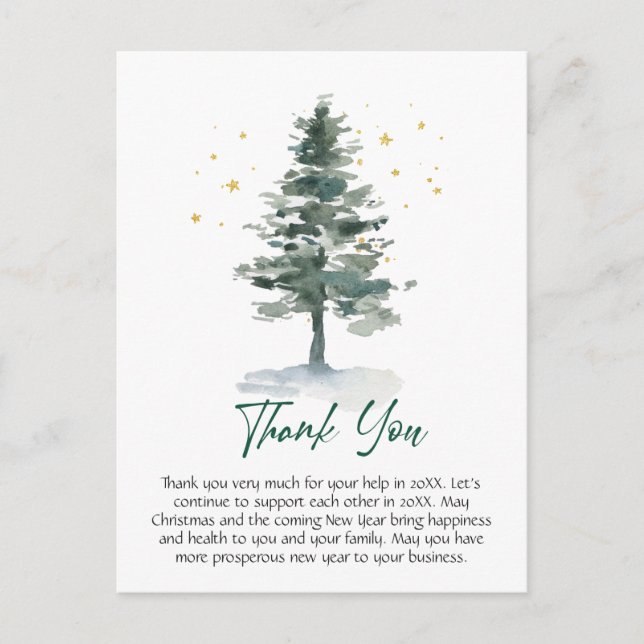 Elegant Christmas Corporate Thank You Postcard (Front)