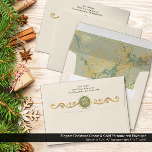Elegant Christmas Cream & Gold Personalised Envelope