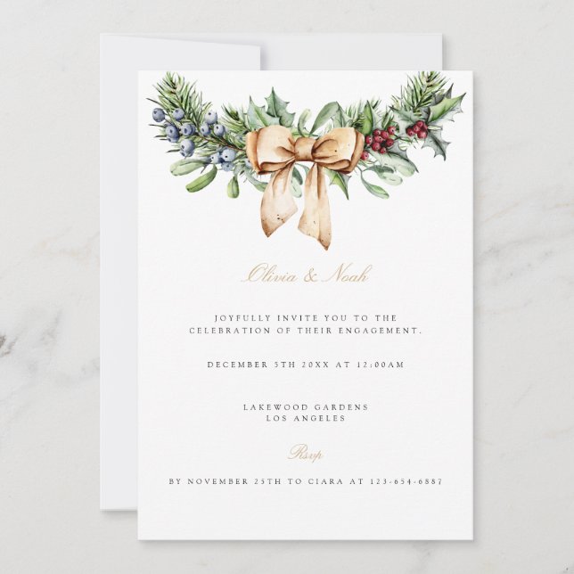 Elegant Christmas Decor Engagement Invitation (Front)