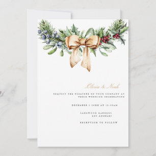 Elegant Christmas Decor Wedding Invitation Card