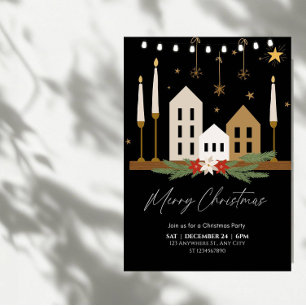 Elegant Christmas Decoration Illustrated Party Invitation