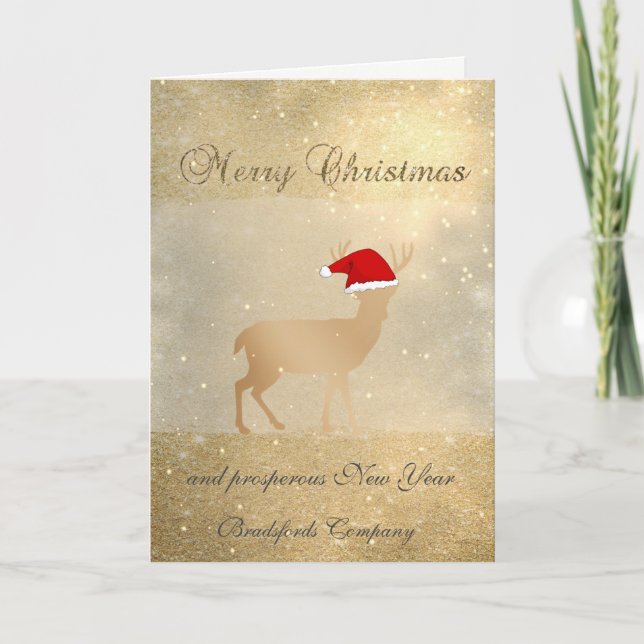Elegant ,Christmas Deer,Glittery,Corporate Holiday Card (Front)