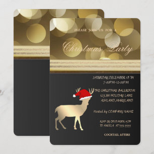 Elegant Christmas Deer Sant Hat,Christmas Party Invitation