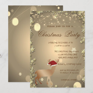 Elegant Christmas Deer Santa Hat,Christmas Party Invitation
