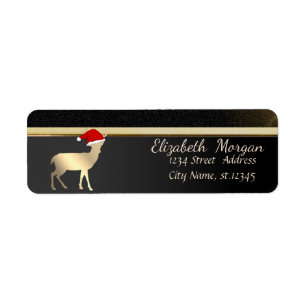 Elegant Christmas Deer Santa Hat ,Faux Gold,Black