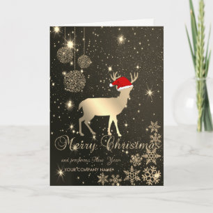 Elegant,Christmas Deer ,Snowflakes,Corporate Holiday Card