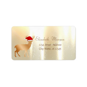 Elegant ,Christmas, Deer With Santa Hat Label