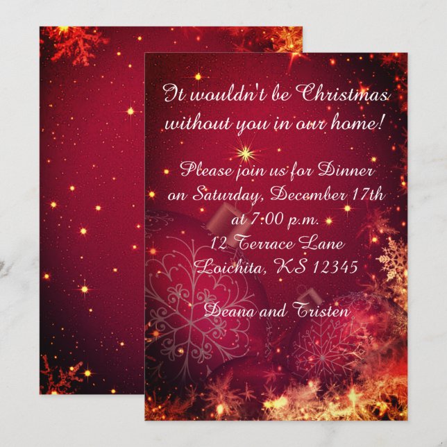 Elegant Christmas Dinner Invitation (Front/Back)
