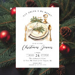 Elegant Christmas Dinner Invitation<br><div class="desc">Our Christmas dinner invitation features an elegant holiday dinner place setting and green garland with the saying "eat,  drink & be merry" The invitation is simple and elegant,  with a white background and black text.</div>