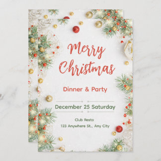 Elegant Christmas Dinner Invitation