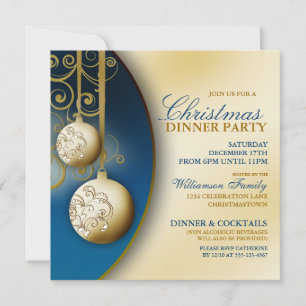 Elegant Christmas Dinner Party Invitation