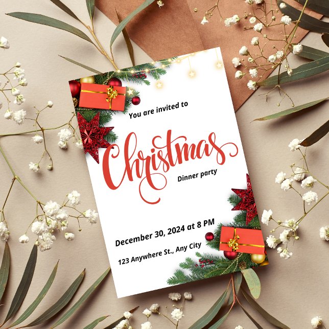 Elegant Christmas Dinner Party Invitation (Creator Uploaded)