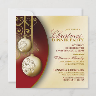 Elegant Christmas Dinner Party Invitation