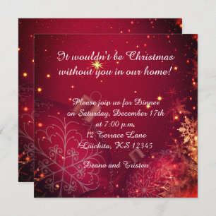Elegant Christmas Dinner Square Invitation
