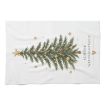 Elegant Christmas dish towel with fir tree