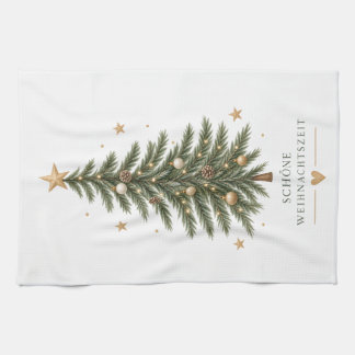 Elegant Christmas dish towel with fir tree