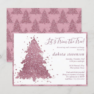 Elegant Christmas   Dusty Mauve Pink Tree Trimming Holiday Card