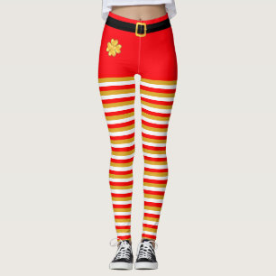 Elegant Christmas Elf Striped  leggings
