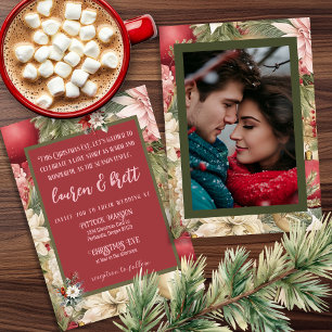 Elegant Christmas Eve Romantic Photo Wedding Invitation