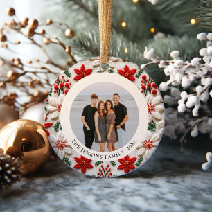 Elegant Christmas Family Photo Ornament