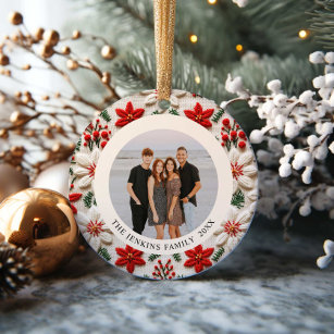 Elegant Christmas Family Photo Ornament