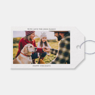 Elegant Christmas Family Portrait Photo Simple  Gift Tags