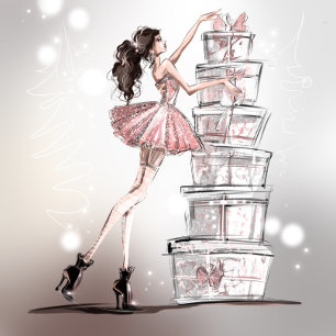Elegant Christmas Fashion Illustration Card