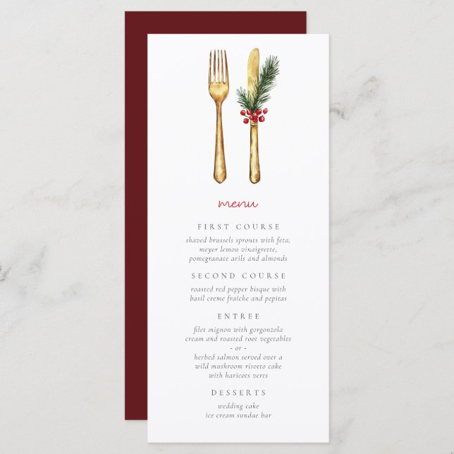 Elegant Christmas Festive  Menu (Front/Back)