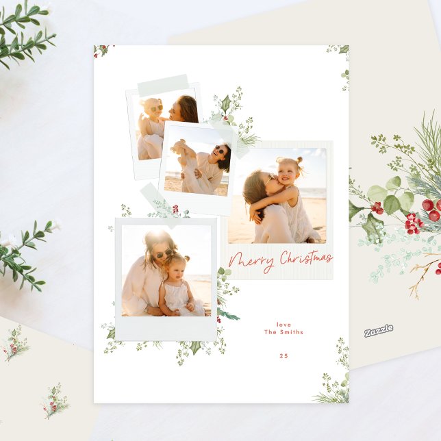 Elegant Christmas Floral Craft Photo Album Holiday Card (Creator Uploaded)