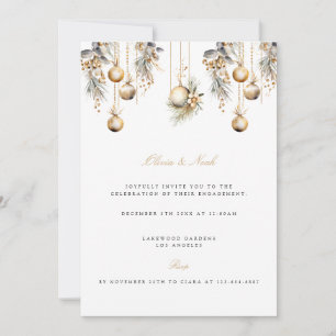Elegant Christmas Floral Engagement Invitation