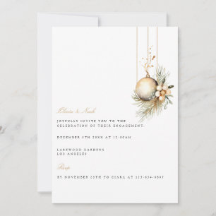 Elegant Christmas Floral Engagement Invitation