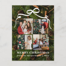 Elegant Christmas Floral Family Photo Collage