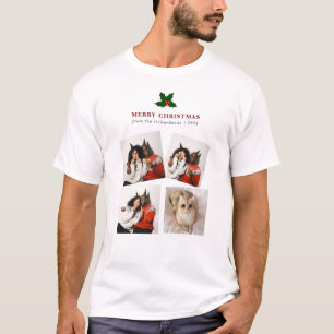 Elegant Christmas Floral Family Photo Collage T-Shirt
